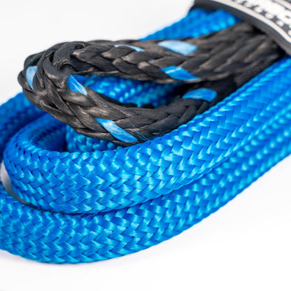Extra Long 4x4 Soft Shackle, blue tow strap with black braided loop Carbon Offroad USA on Tampa Home & Garden Store