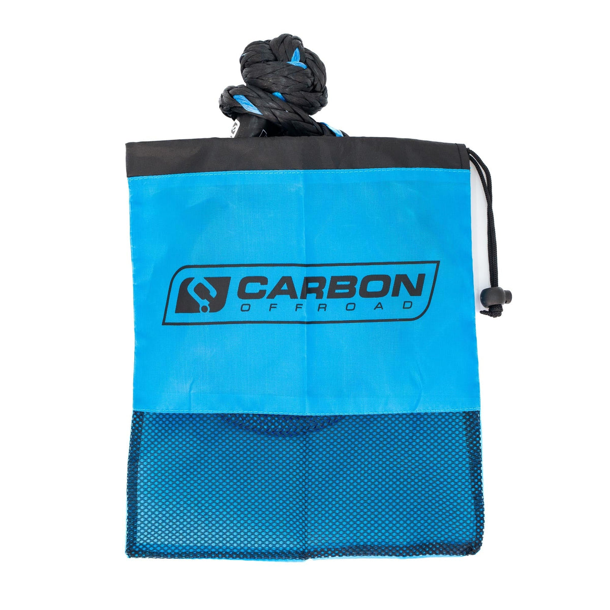4x4 Soft Shackle black rope with blue accents on blue Carbon Offroad USA bag on Tampa Home & Garden Store