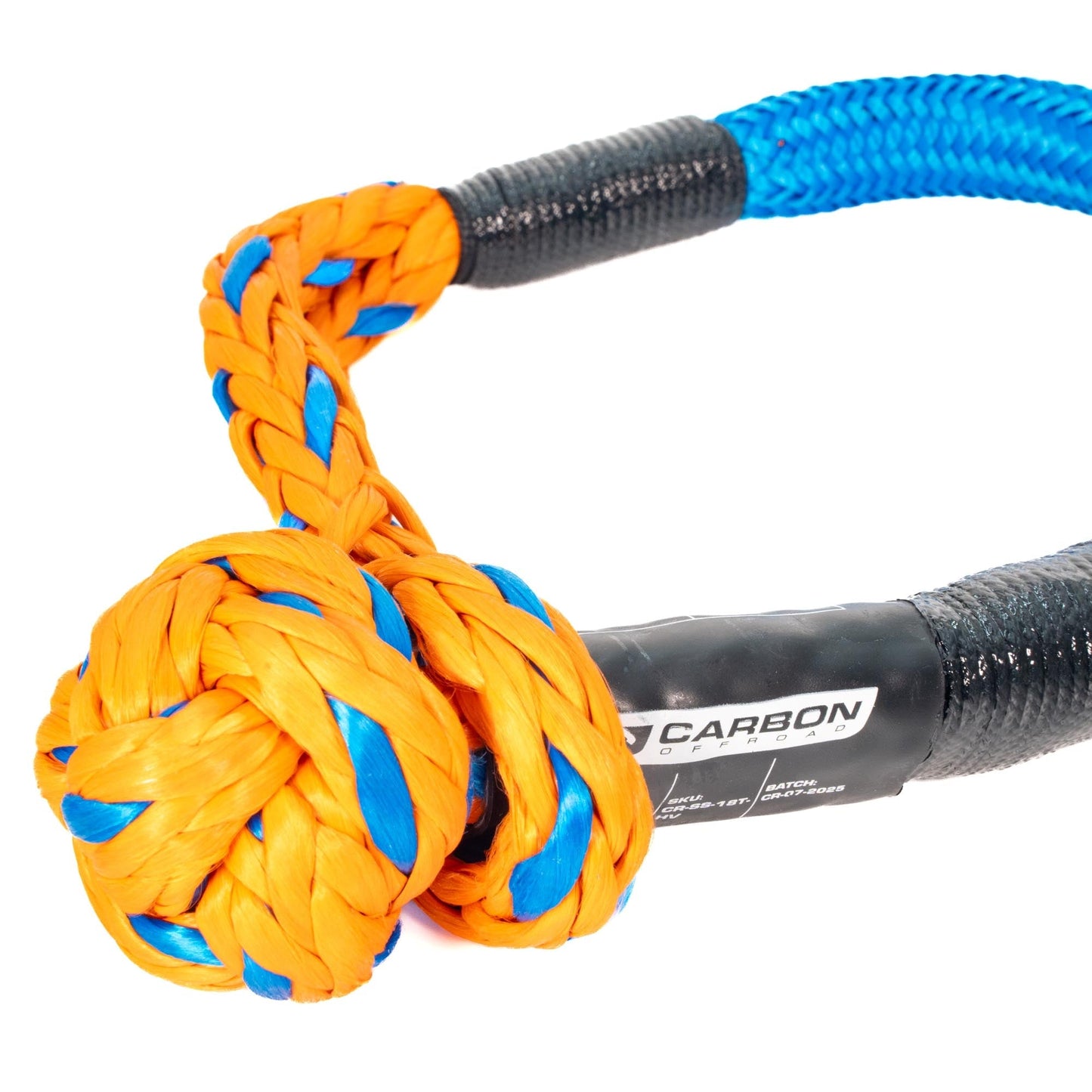 High-Vis 4x4 soft shackle orange rope with blue accents, Carbon Offroad USA tow accessory on Tampa Home & Garden Store