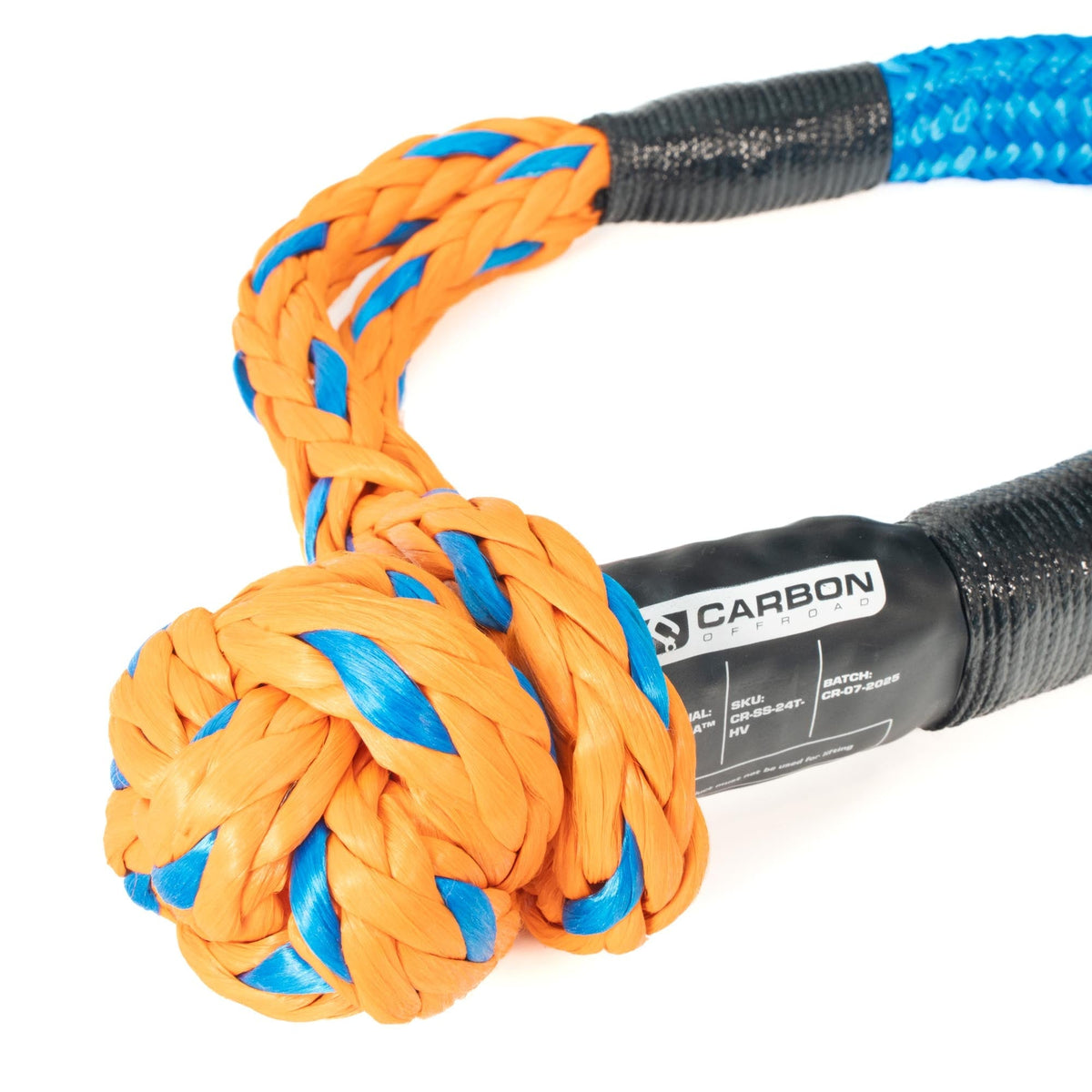 Large Vehicle High-Vis Soft Shackle, orange-blue braided rope, Carbon Offroad USA on Tampa Home & Garden Store