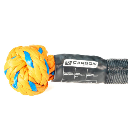 Large Vehicle High-Vis Soft Shackle with orange braided rope, black sleeve Carbon Offroad USA on Tampa Home & Garden Store