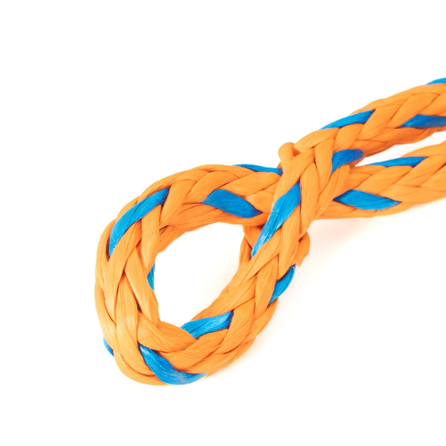 Large Vehicle High-Vis Soft Shackle braided tow rope in orange with blue accents on Tampa Home & Garden Store
