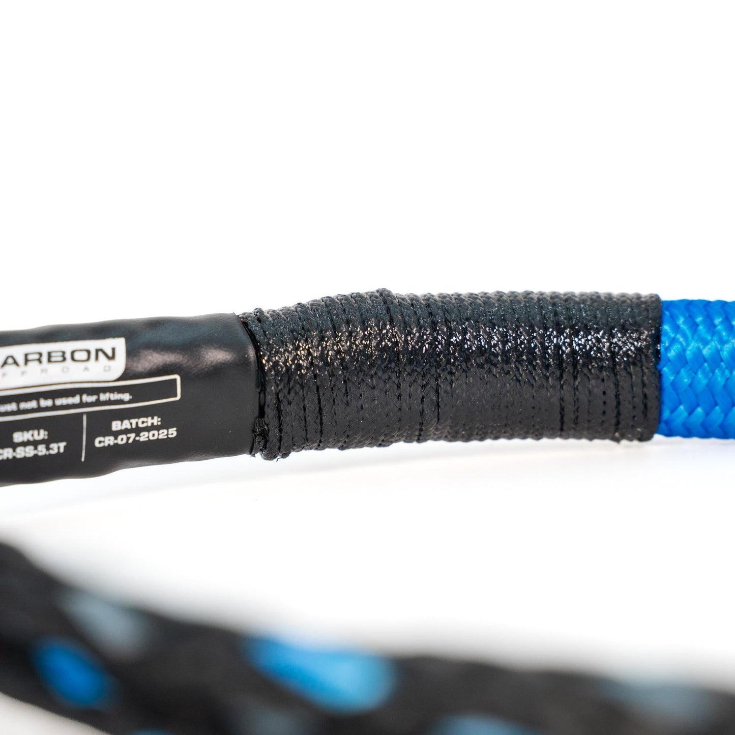 UTV & Small Vehicle Soft Shackle by Carbon Offroad USA with braided black rope and blue sleeve on Tampa Home & Garden Store