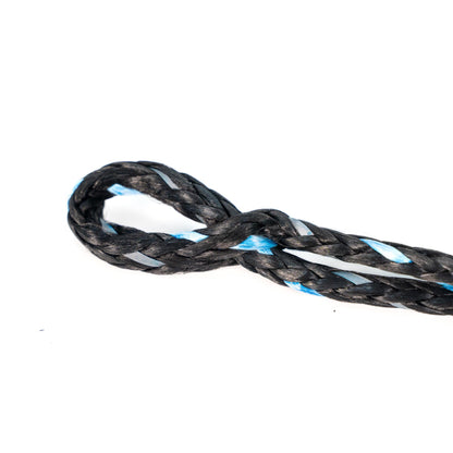 UTV & Small Vehicle Soft Shackle braided black nylon rope with blue accents on Tampa Home & Garden Store