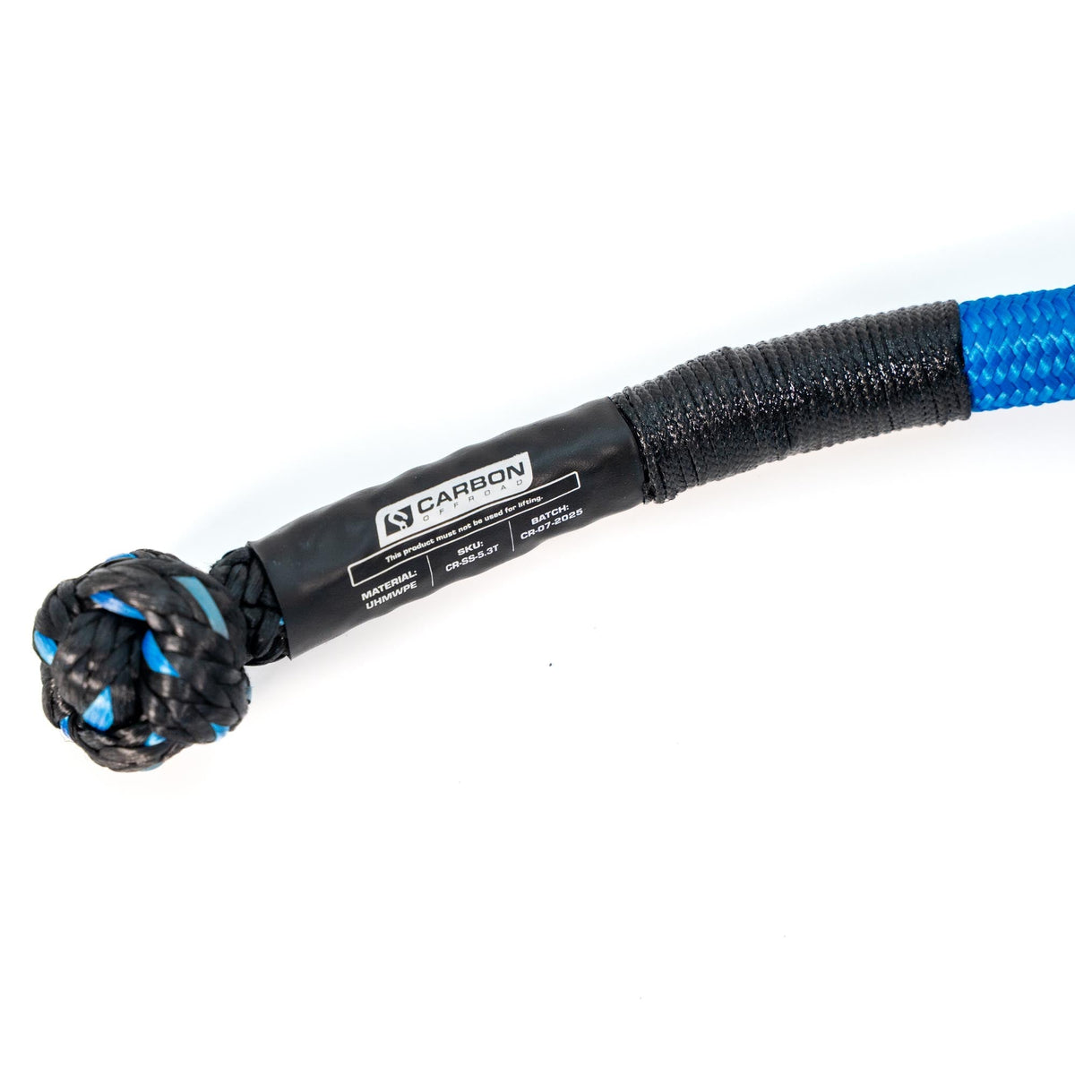 UTV & Small Vehicle Soft Shackle, Carbon Offroad USA, blue/black braided rope for towing on Tampa Home & Garden Store