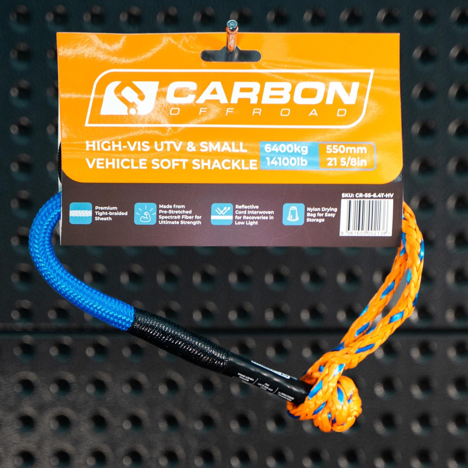 High-Vis Soft Shackle by Carbon Offroad USA, blue braided rope for UTVs and small vehicles on Tampa Home & Garden Store