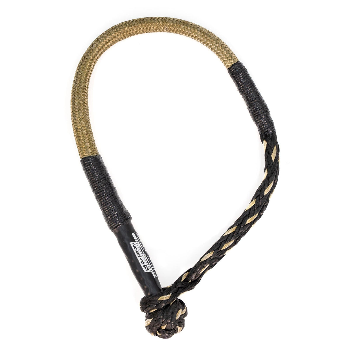 TAC UTV Soft Shackle braided tan rope with black-wrapped eye Carbon Offroad USA on Tampa Home & Garden Store