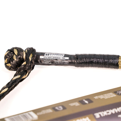 TAC UTV & Small Vehicle Soft Shackle by Carbon Offroad USA, braided black and tan rope on Tampa Home & Garden Store