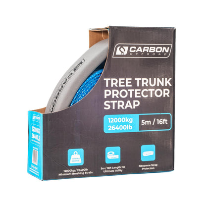 Tree Trunk Protector Strap by Carbon Offroad USA, blue braided rope with gray sleeve in box on Tampa Home & Garden Store