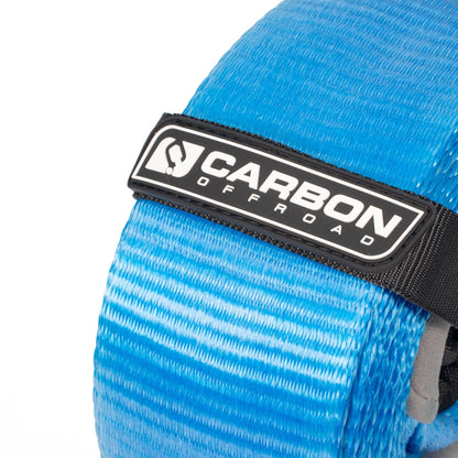 Tree Trunk Protector Strap by Carbon Offroad USA, blue woven nylon with black logo patch on Tampa Home & Garden Store