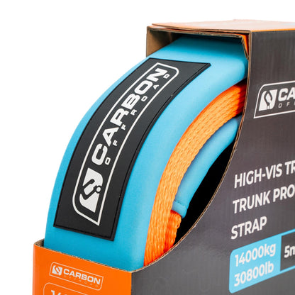 High-Vis Tree Trunk Protector Strap blue webbing with orange rope in Carbon Offroad USA packaging on Tampa Home & Garden Store