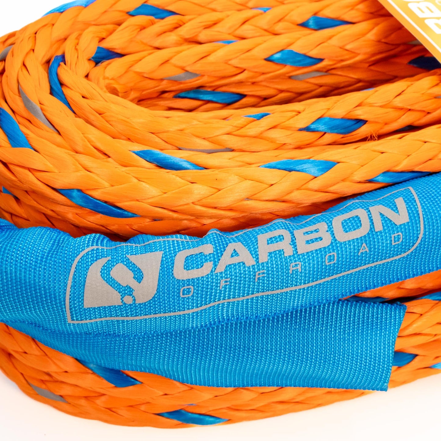 High-Vis Large Vehicle Winch Extension Rope orange braided with blue accents Carbon Offroad USA on Tampa Home & Garden Store