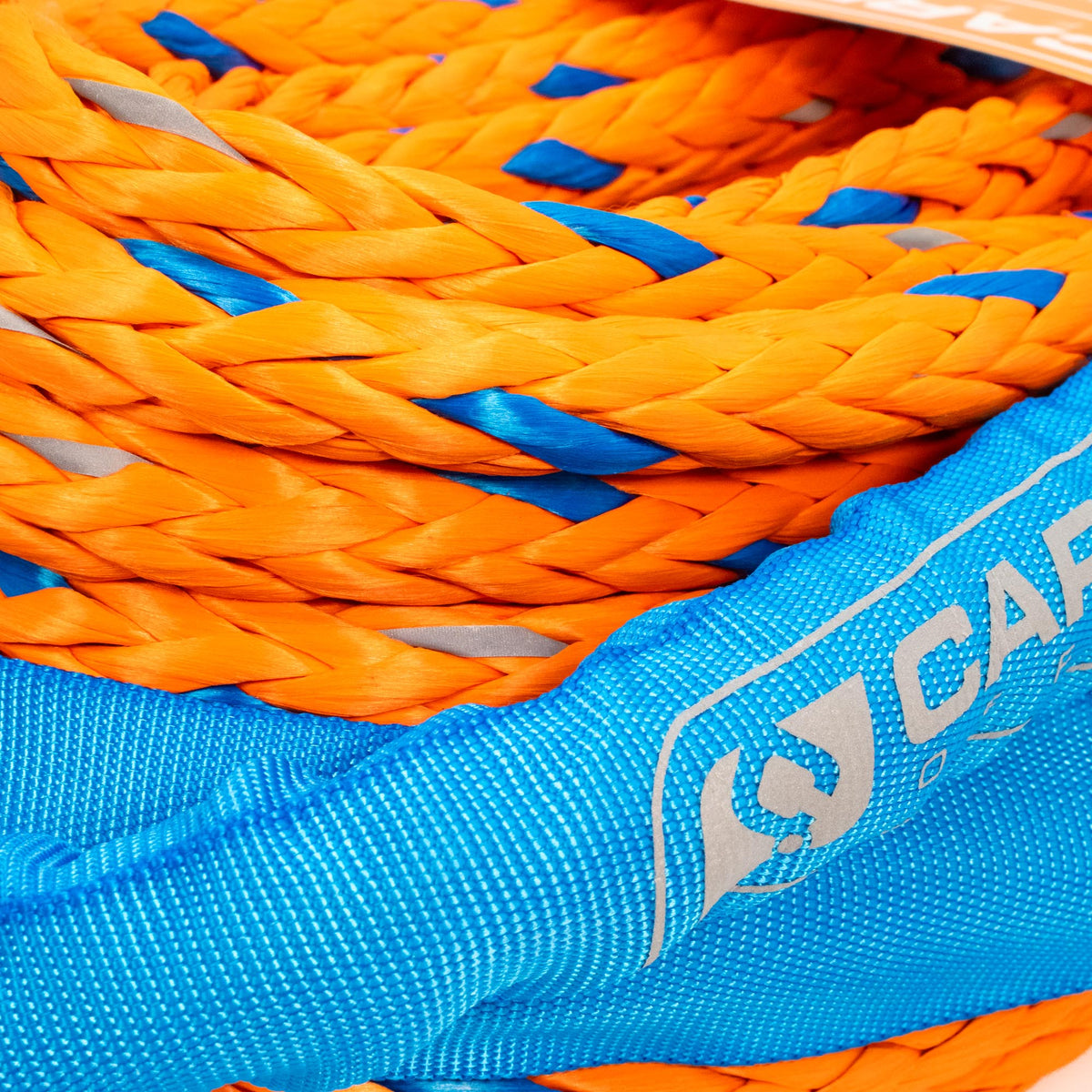 Hi-Vis Large Vehicle Winch Extension Rope orange braided rope blue accents Carbon Offroad USA on Tampa Home & Garden Store