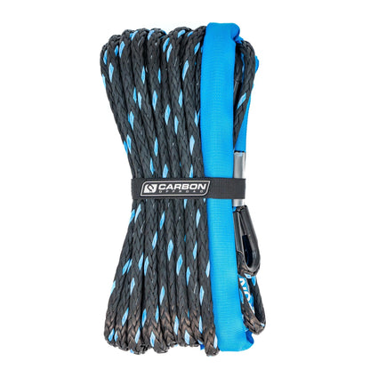 4x4 vehicle winch extension rope by Carbon Offroad USA, black braided with blue strap on Tampa Home & Garden Store