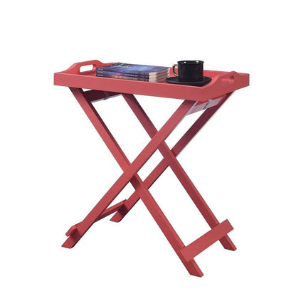 Mesa Auxiliar Plegable para TV de Noche en Acabado de Madera Rosa Coral Naranja