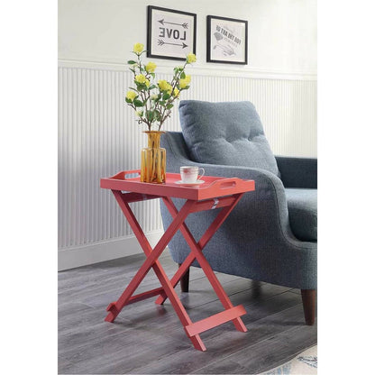 Mesa Auxiliar Plegable para TV de Noche en Acabado de Madera Rosa Coral Naranja