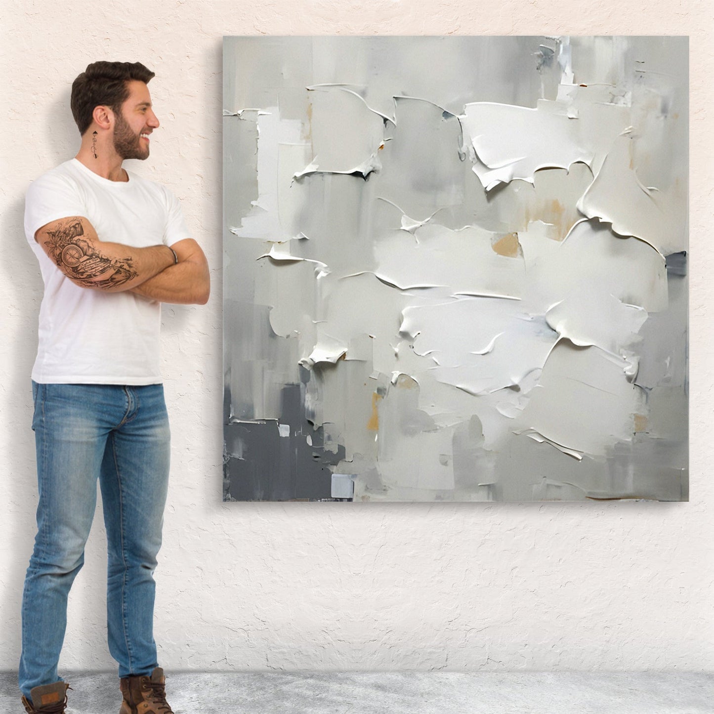 Canvas Print Cream Field by Tailored Canvases with a textured white-gray abstract surface on Tampa Home & Garden Store