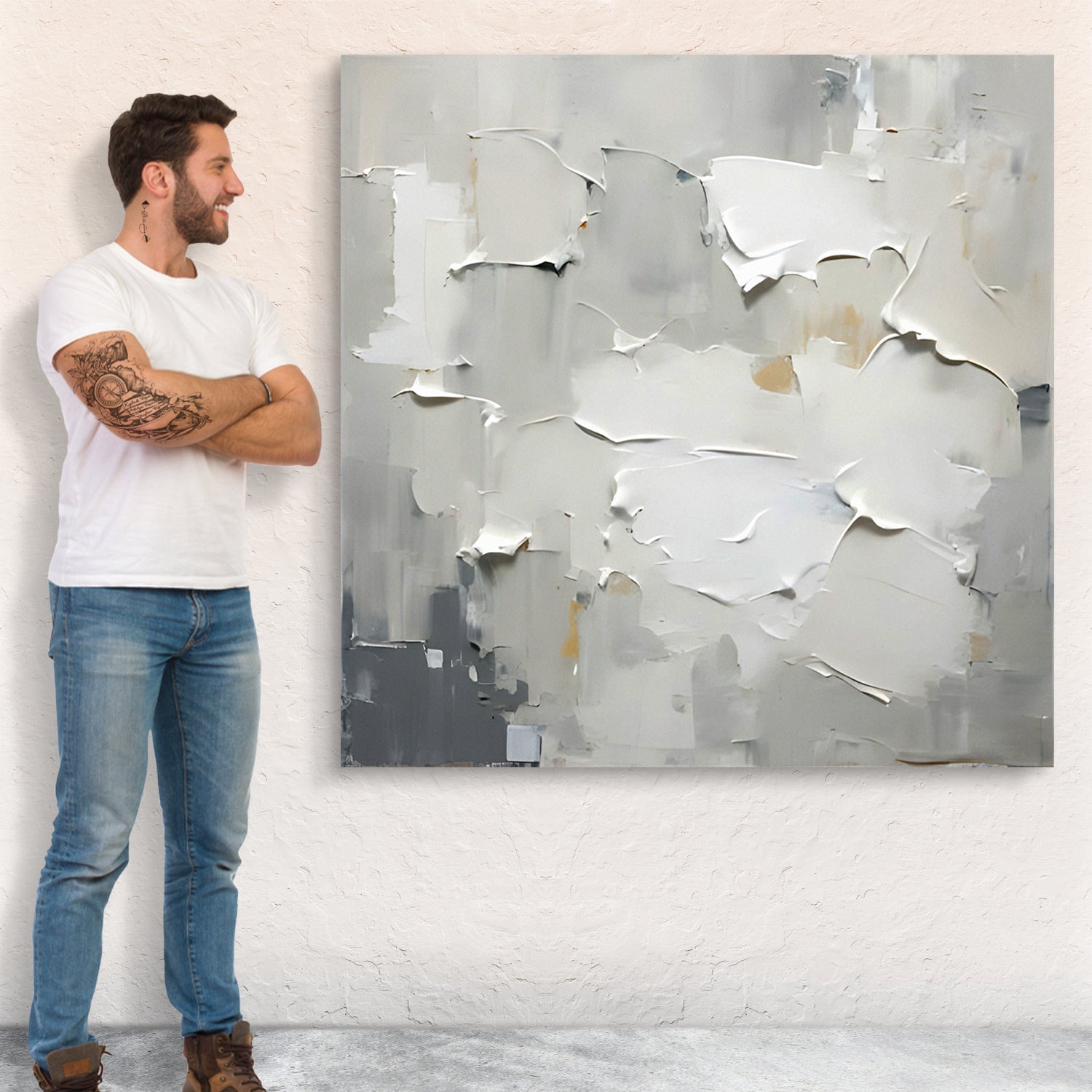 Canvas Print Cream Field by Tailored Canvases with a textured white-gray abstract surface on Tampa Home & Garden Store