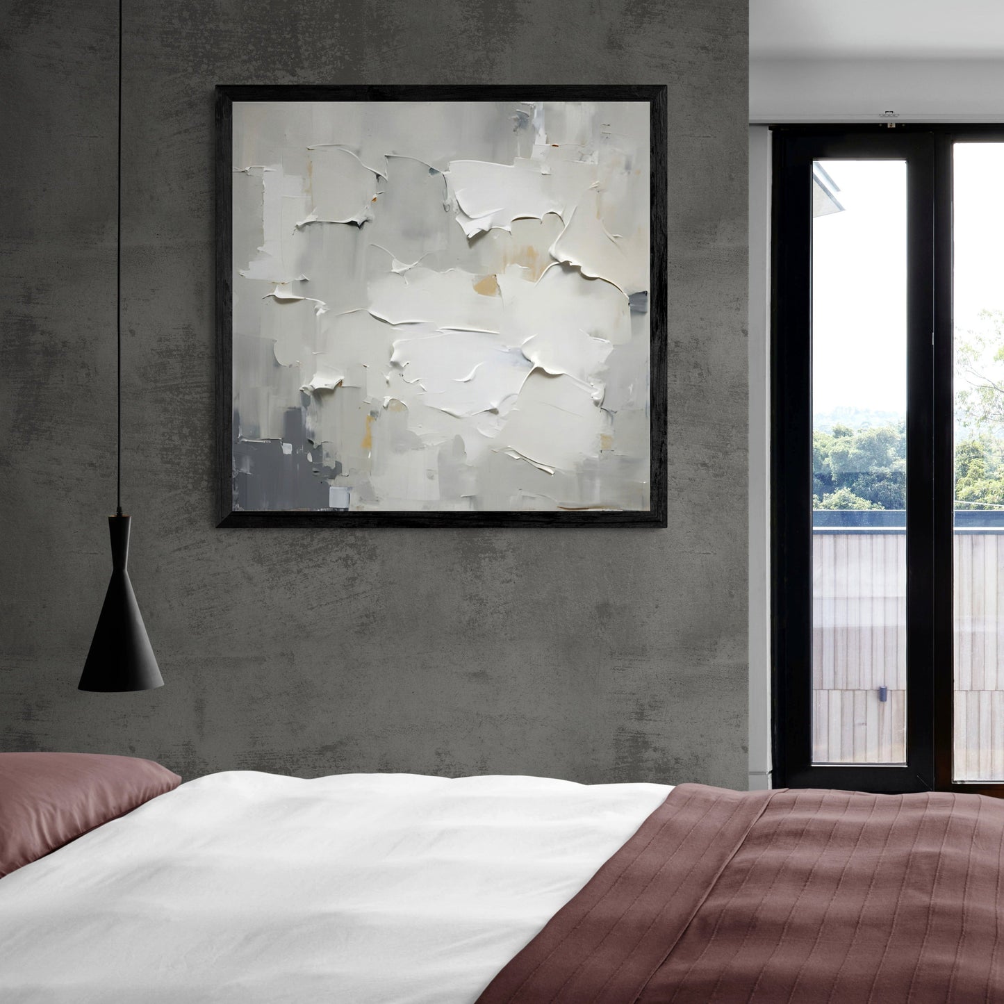 Canvas print Cream Field by Tailored Canvases, abstract white-gray texture in dark frame on Tampa Home & Garden Store