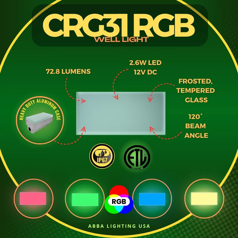 In Ground Paver Light Rectangle CRG31 | Low Voltage LED RGBW