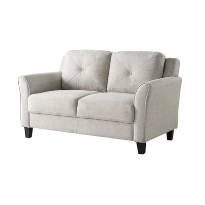 Sofá Loveseat Tapizado Moderno en Microfibra Crema con Cojines Acolchados con Botones