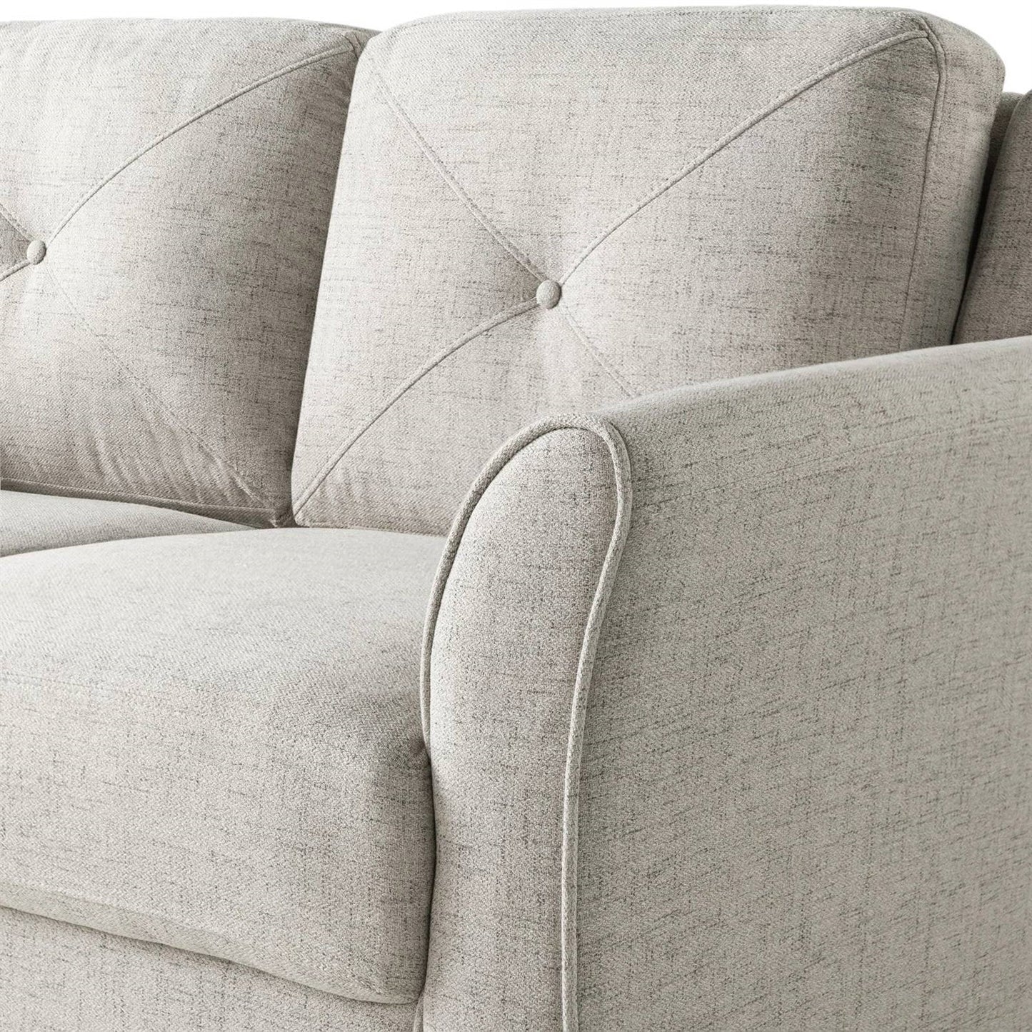 Sofá Loveseat Tapizado Moderno en Microfibra Crema con Cojines Acolchados con Botones