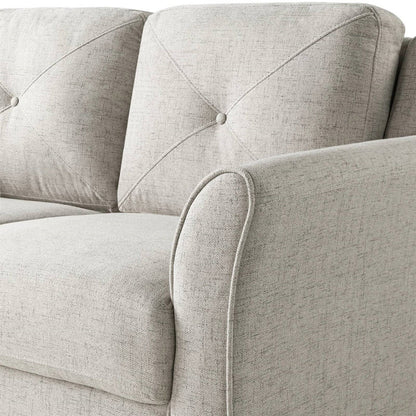 Sofá Loveseat Tapizado Moderno en Microfibra Crema con Cojines Acolchados con Botones