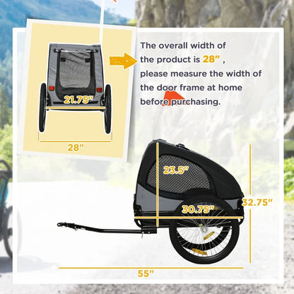 Dog Bike Trailer pet stroller in black by Furr Baby Gifts, 28-inch two-wheel design on Tampa Home & Garden Store