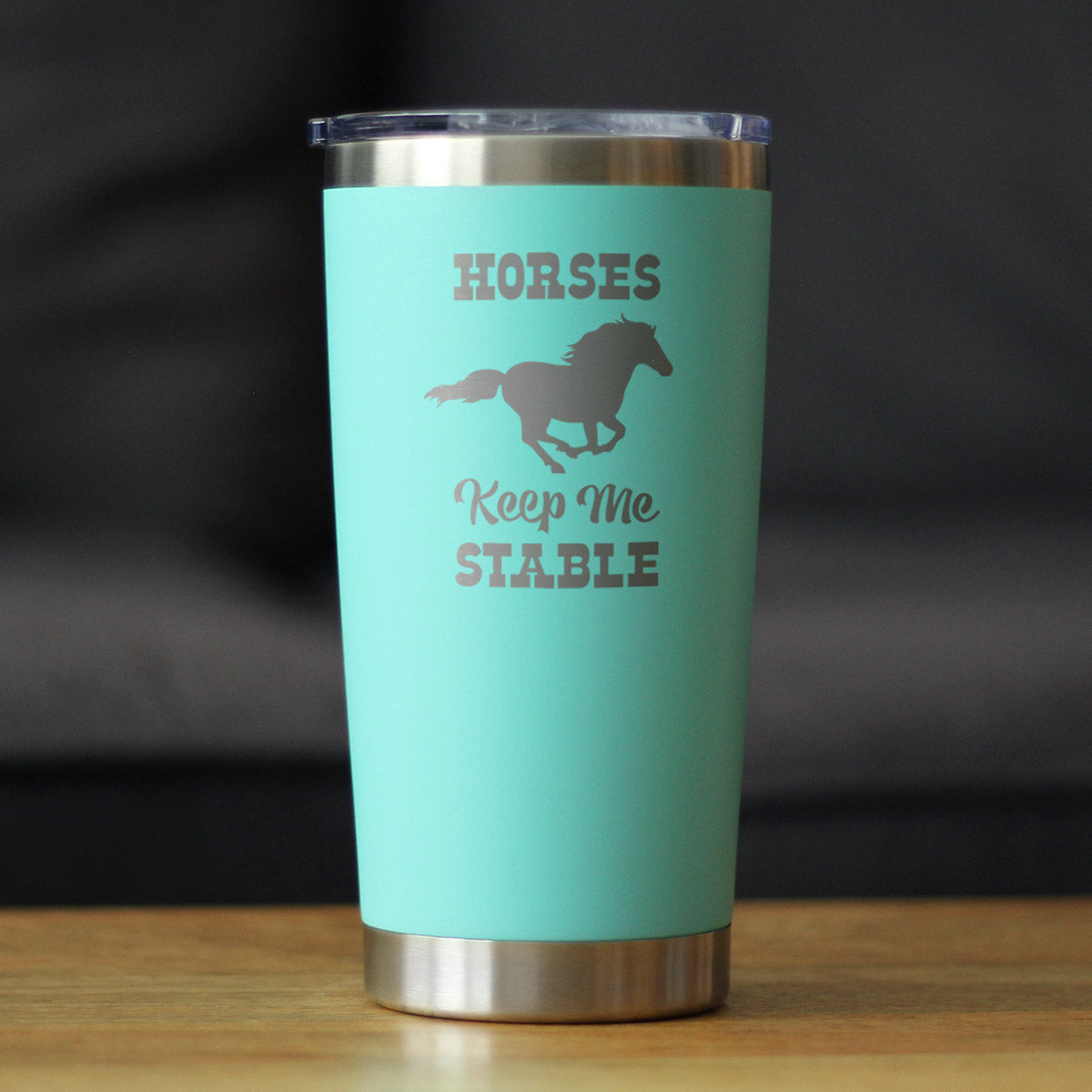 Los caballos me mantienen estable - Vaso de café aislado con tapa deslizante - Taza aislada de acero inoxidable - Regalos de café con temática de caballos