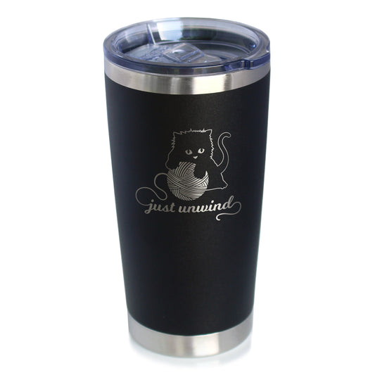 Just Unwind - Cat Insulated Coffee Tumbler Cup with Sliding Lid - Stainless Steel Travel Mug - Unique Cat Gifts for Women and Men - Tampa soil911.com