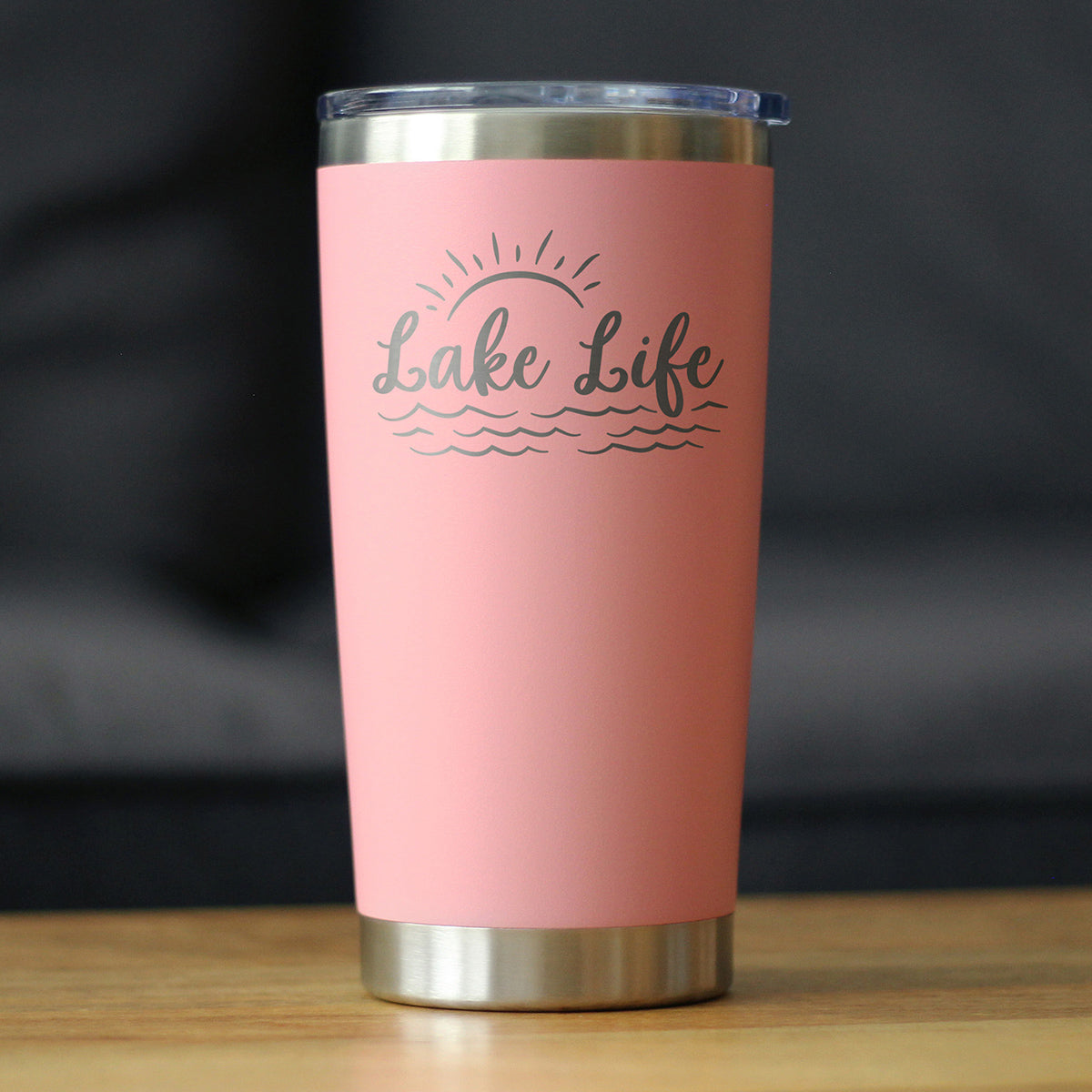 Lake Life – Gobelet à café isotherme avec couvercle coulissant – Tasse isotherme en acier inoxydable – Jolie tasse de camping en plein air et décoration de maison de lac