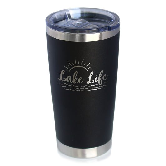 Lake Life - Insulated Coffee Tumbler Cup with Sliding Lid - Stainless Steel Insulated Mug - Cute Outdoor Camping Mug and Lake House Decor - Tampa soil911.com
