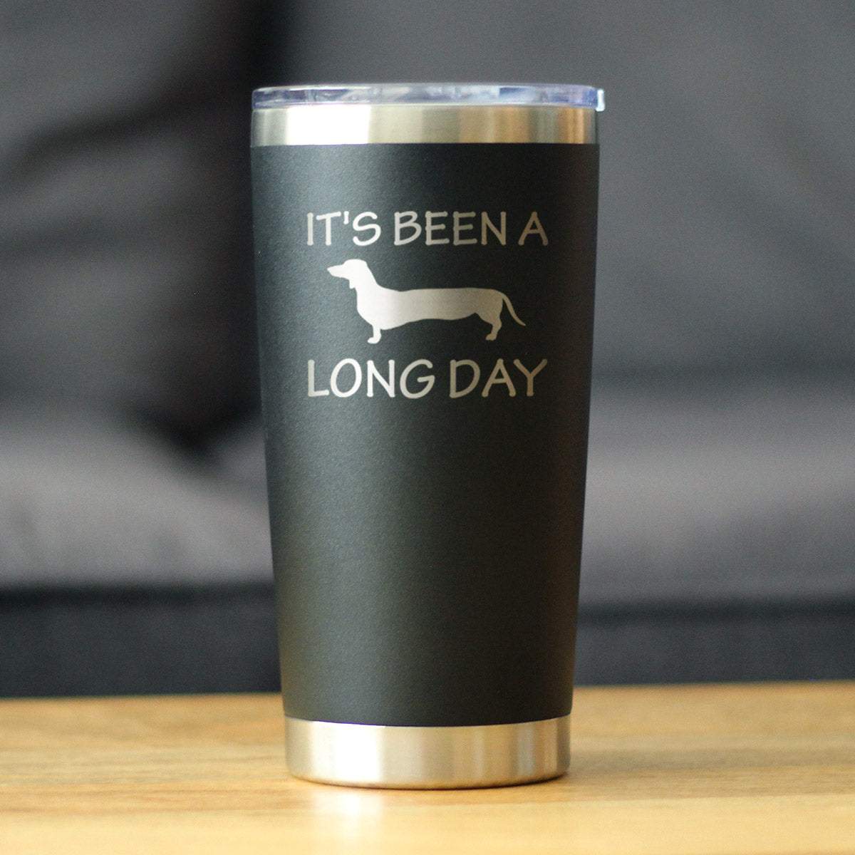 Long Day - Insulated Coffee Tumbler Cup with Sliding Lid - Stainless Steel Insulated Mug - Dog Themed Coffee Gifts