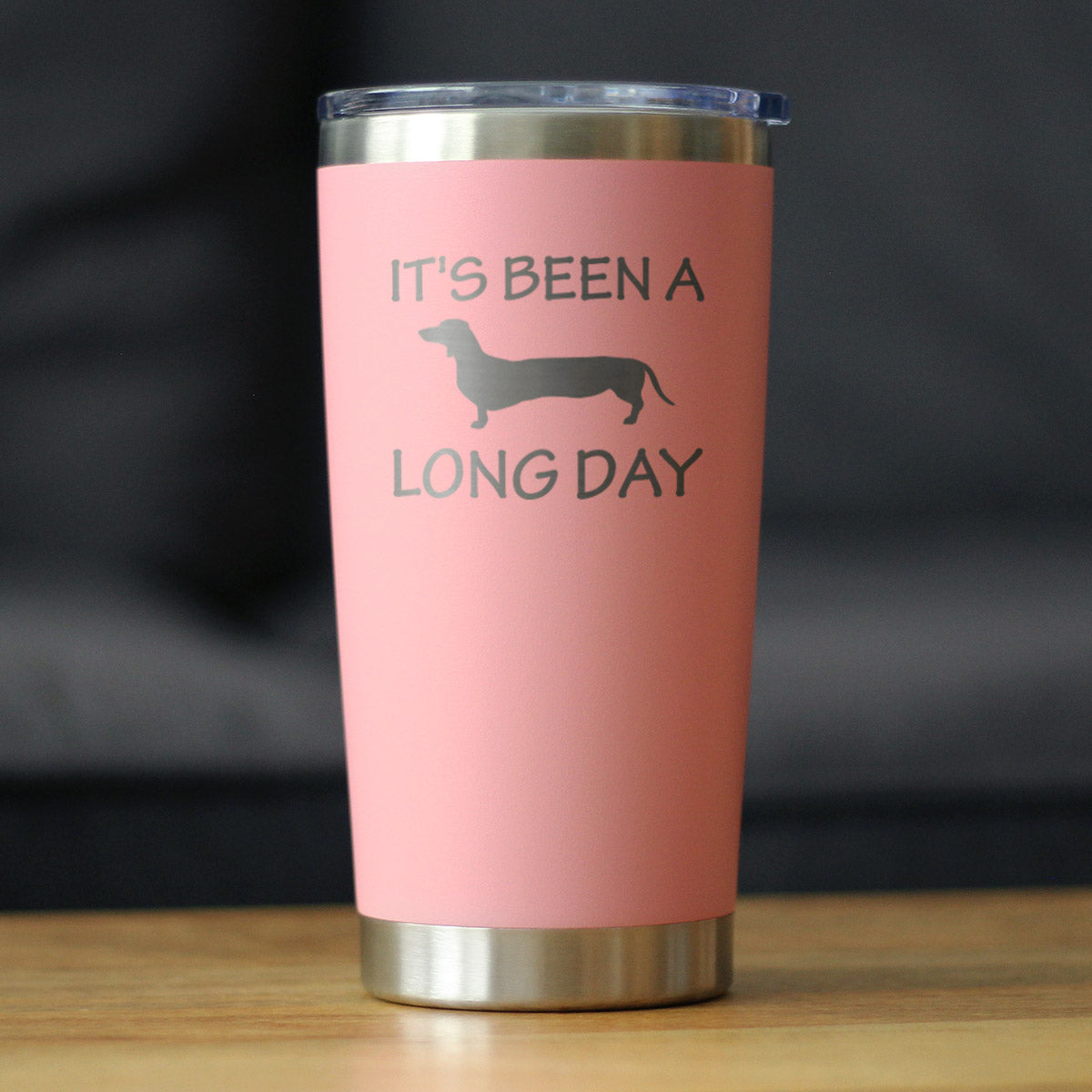 Long Day - Insulated Coffee Tumbler Cup with Sliding Lid - Stainless Steel Insulated Mug - Dog Themed Coffee Gifts