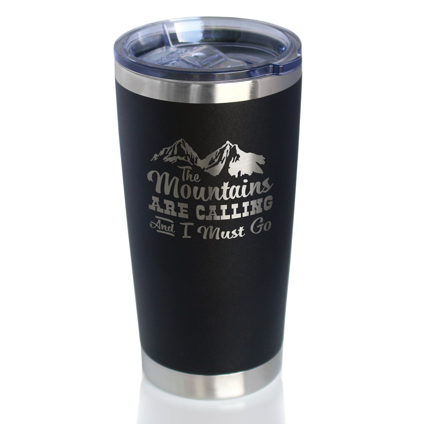 Mountains Are Calling – Gobelet à café isolé avec couvercle coulissant – Tasse en acier inoxydable – Cadeaux de camping en plein air