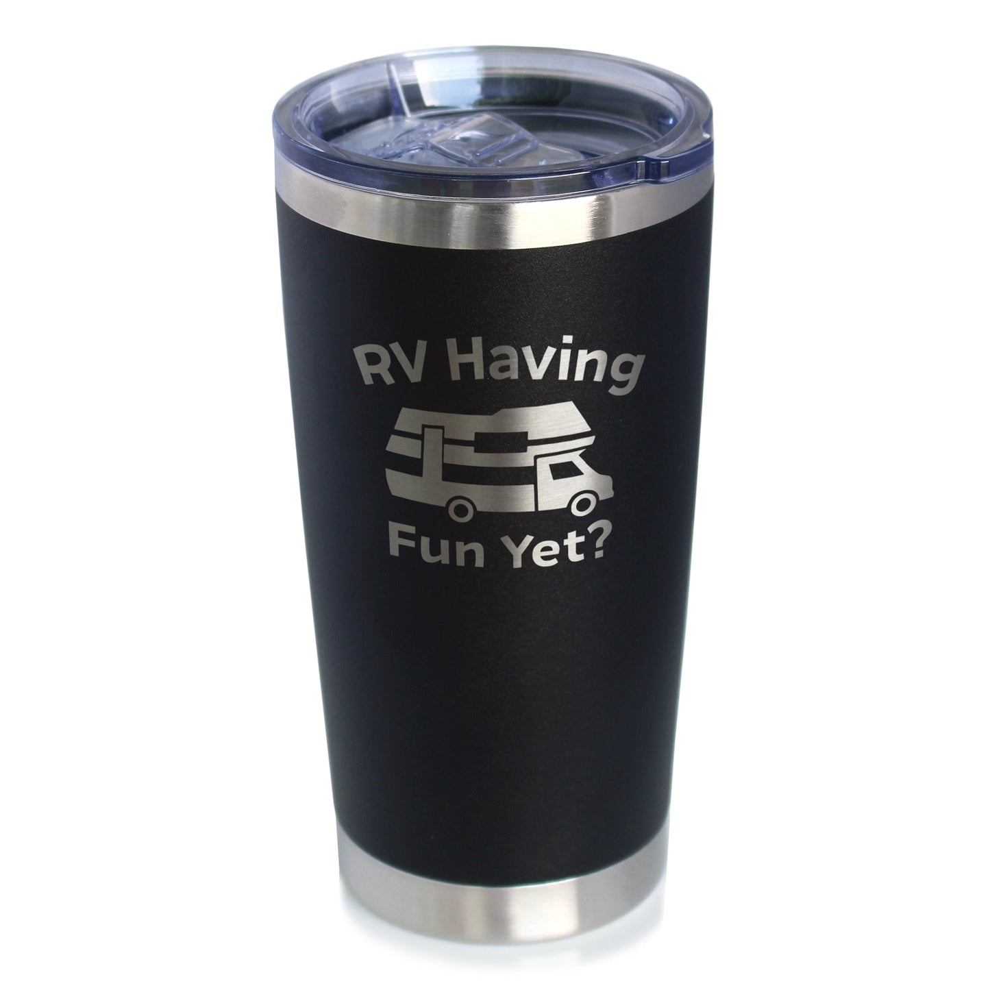 RV Have Fun Yet – Gobelet à café isolé avec couvercle coulissant – Tasse isolée en acier inoxydable – Jolie tasse de camping en plein air