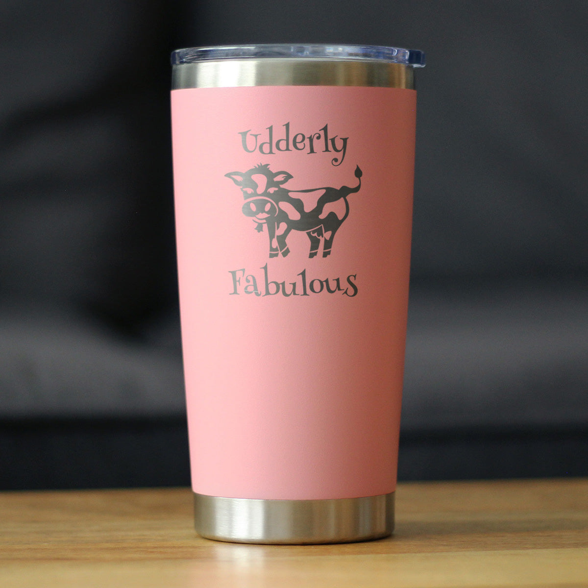 Udderly Fabulous - Insulated Coffee Tumbler Cup with Sliding Lid - Stainless Steel Travel Mug - Funny Cow Gifts and Decor