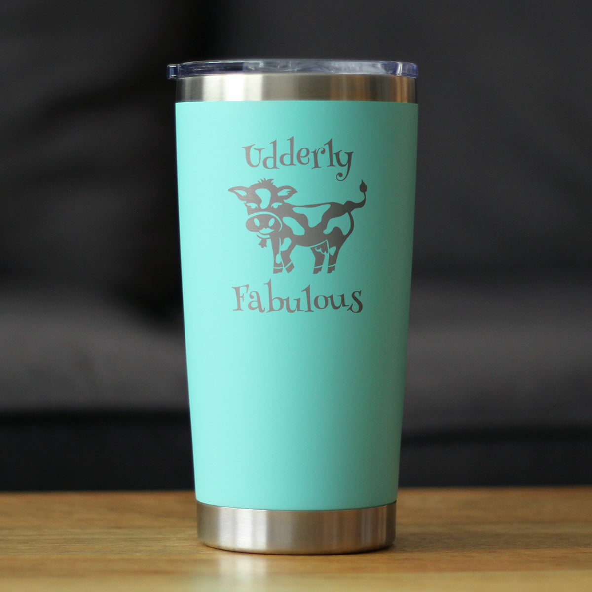 Udderly Fabulous - Insulated Coffee Tumbler Cup with Sliding Lid - Stainless Steel Travel Mug - Funny Cow Gifts and Decor