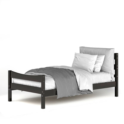 Base de cama individual de madera de pino estilo rústico en color espresso