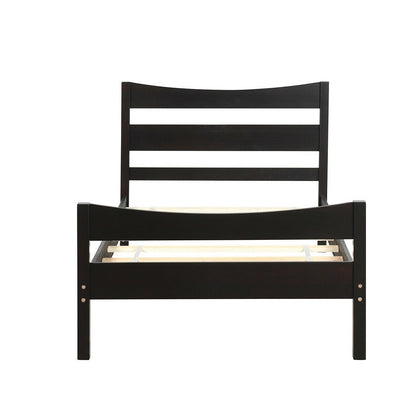 Base de cama individual de madera de pino estilo rústico en color espresso