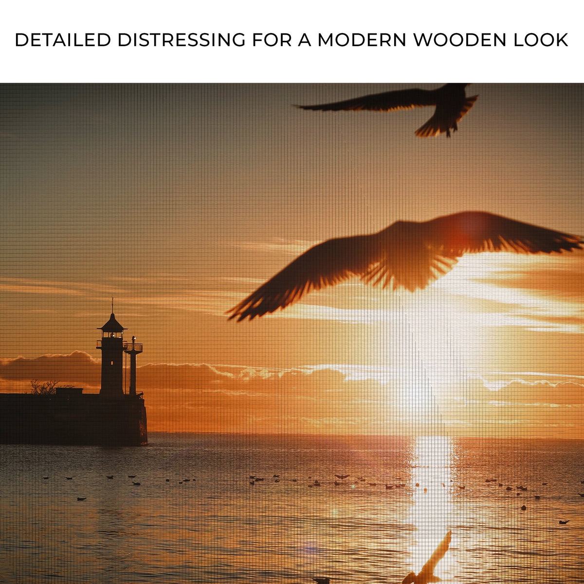 Birds On Magical Sunrise Canvas Tailored Canvases with orange sunset and lighthouse silhouette on Tampa Home & Garden Store