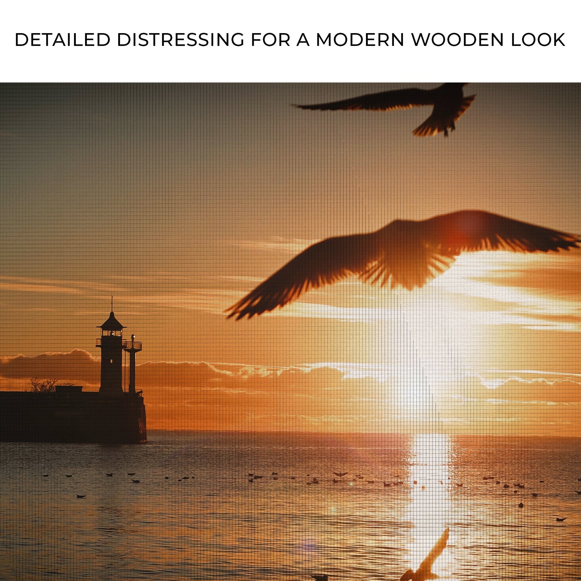 Birds On Magical Sunrise Canvas Tailored Canvases with orange sunset and lighthouse silhouette on Tampa Home & Garden Store