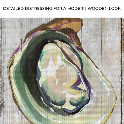 Oyster Shell Coastal Portrait canvas wall art abstract shell tones with greens Tailored Canvases on Tampa Home & Garden Store