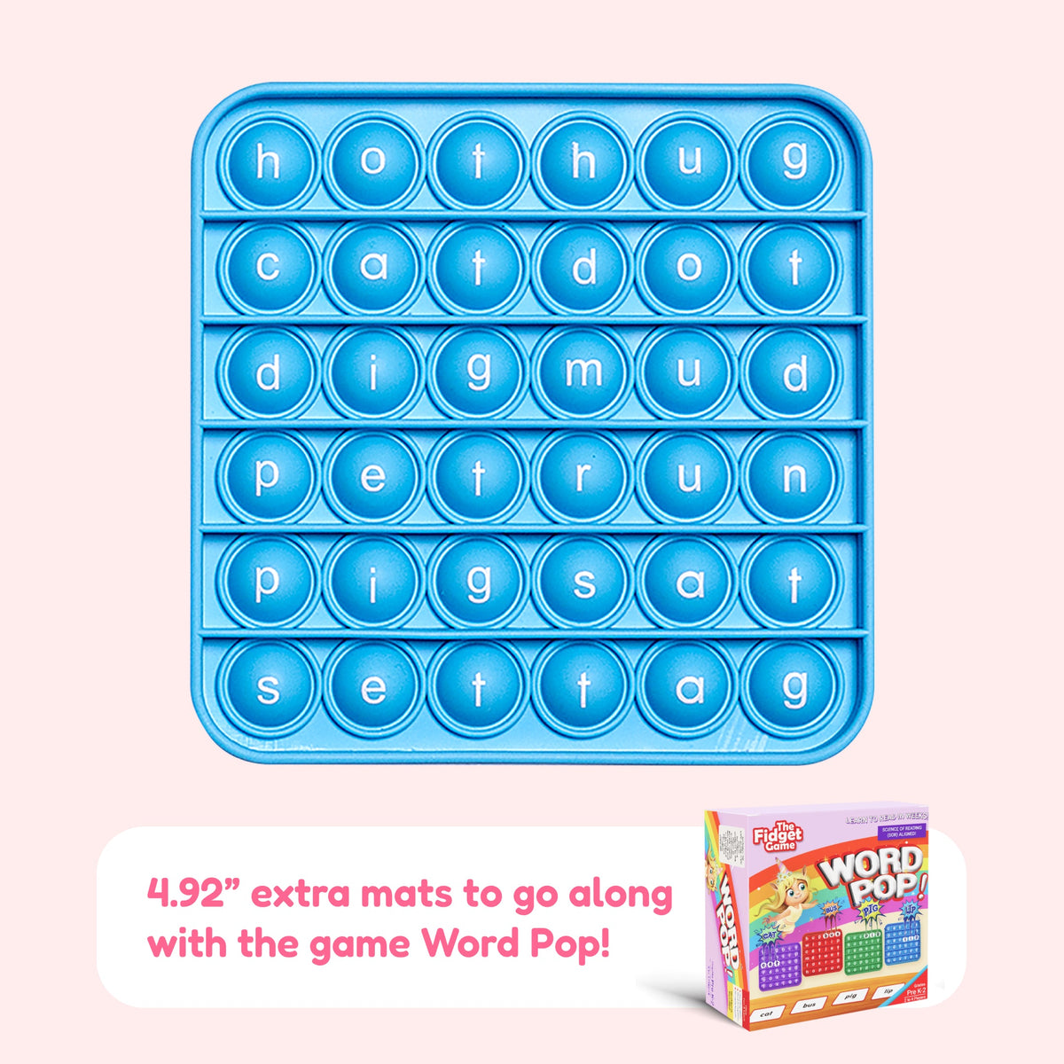 6 Extra CVC Fidget Mats Word Pop blue letter-bubble mats by The Fidget Games on Tampa Home & Garden Store