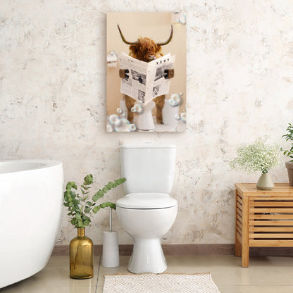 Highland Cow Reading Newspaper canvas wall art by Tailored Canvases on Tampa Home & Garden Store