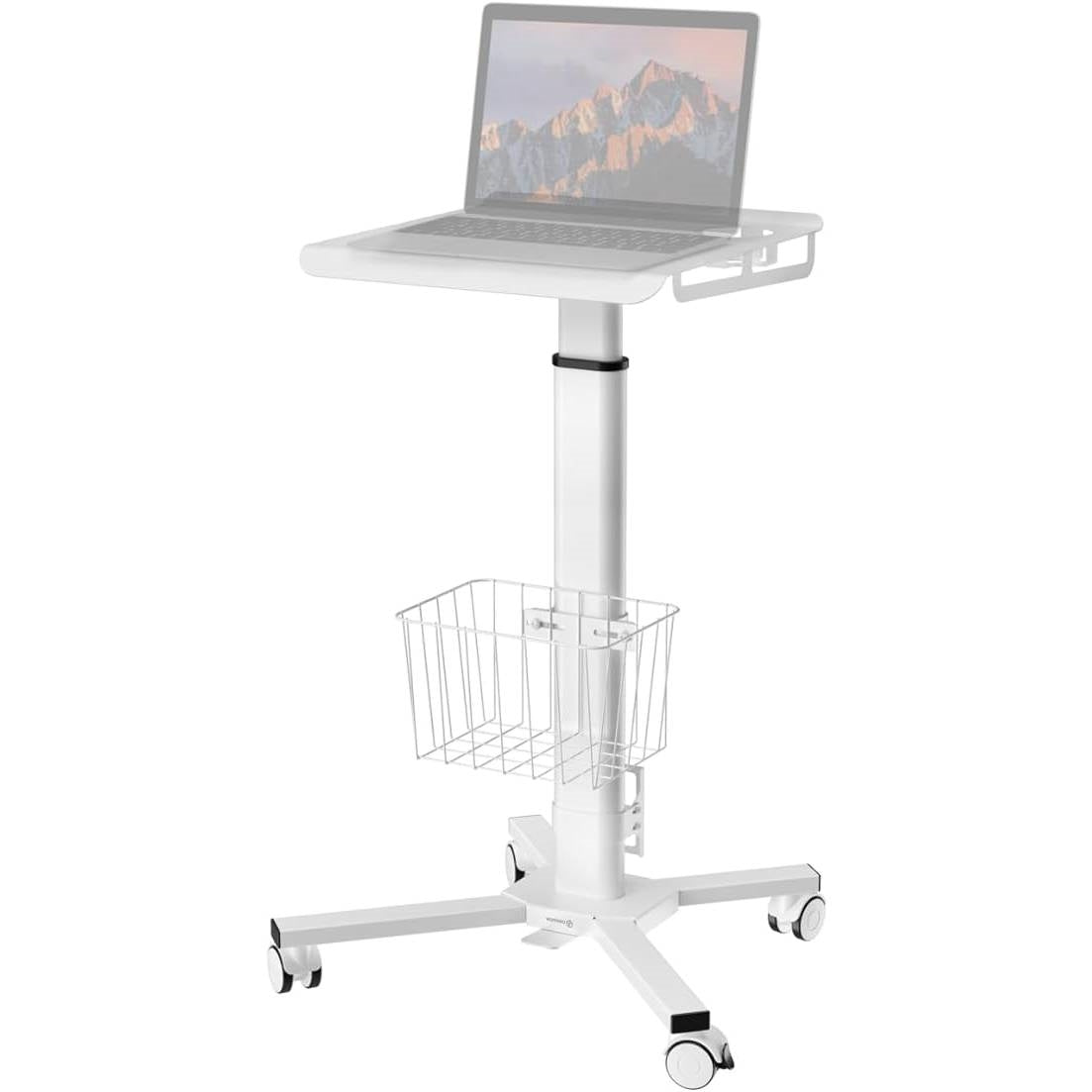 Escritorio de computadora portátil blanco estilo hospital con altura regulable
