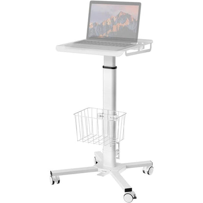 Escritorio de computadora portátil blanco estilo hospital con altura regulable