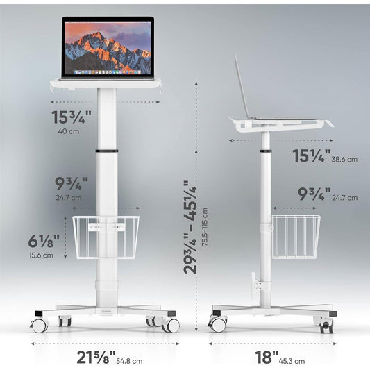 Hospital Style White Mobile Stand-Up Computer Desk Portable Workstation - Tampa Home & Garden Store