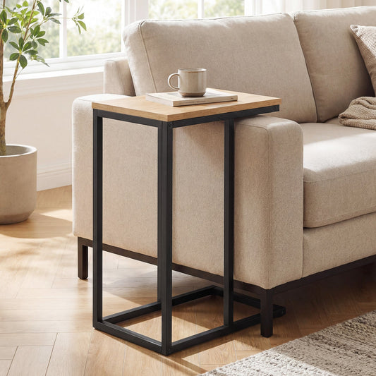 C-Shaped End Table Small Side Table with Sturdy Metal Frame - Tampa Home & Garden Store