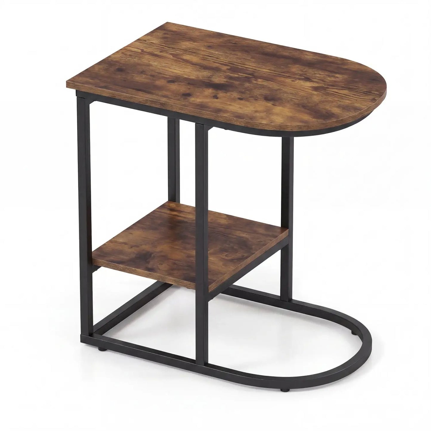 C Shaped Sofa Side Table With Faux Marble Top